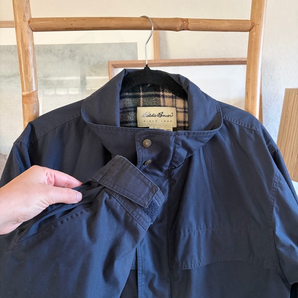 VTG Eddie Bauer Mountain Parka Jacket Men's Medium Blue Wool Lined 90s Coat - Picture 4 of 7